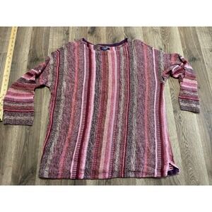Chaps Sweater, Women's Plus Size 1X, Pink Brown, Pullover, Long Sleeve